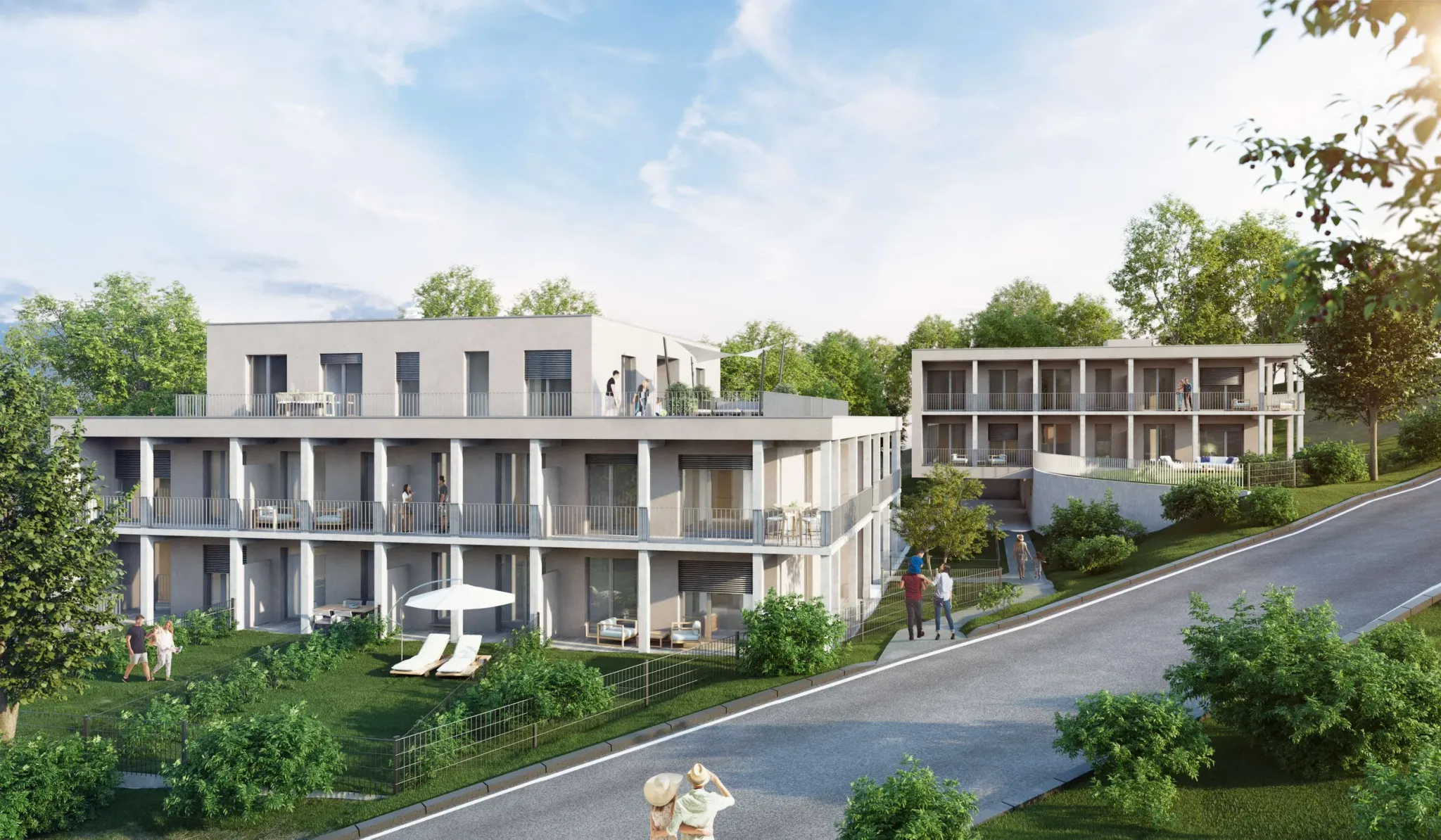 Am Katzelbach Graz — Wohnbauprojekt mit Florian Schober ZT, Außenansicht 3D Visualisierung