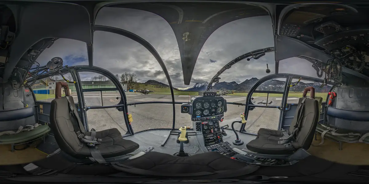 Mission Vorwärts — Alouette 3 Cockpit-Innenraum als 360°-Panorama