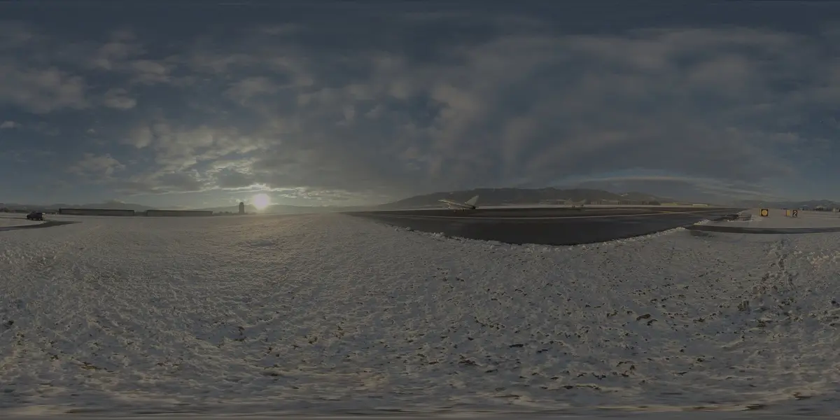 Mission Vorwärts — Eurofighter Typhoon auf der Rollbahn, 360°-Panorama im Wintermorgen