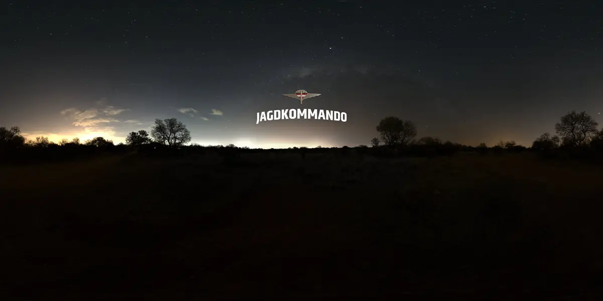 Mission Vorwärts — Jagdkommando Branding-Still mit Milchstraße