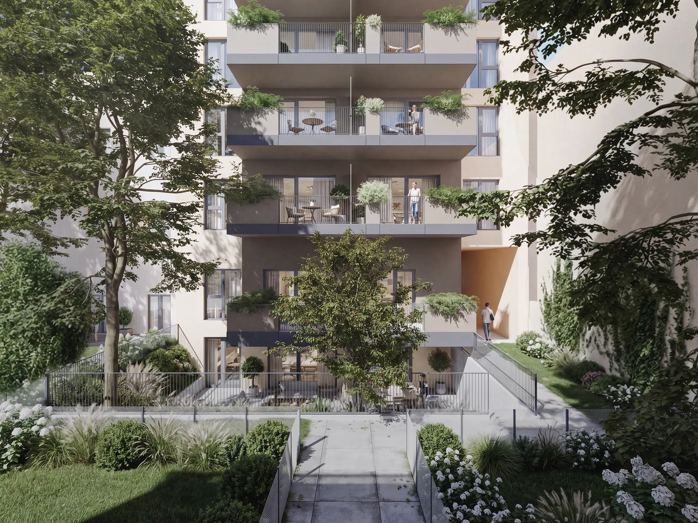 Anton-Störck-Gasse — Gartenkonzept im Innenhof, 3D Visualisierung