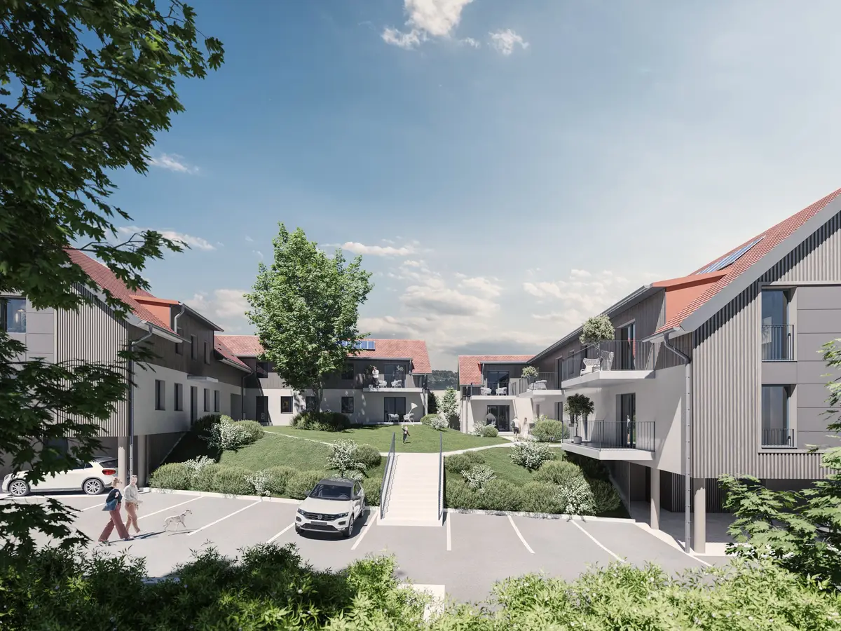 Wohnbau Lannach — Innenhof und Zufahrt 3D Visualisierung