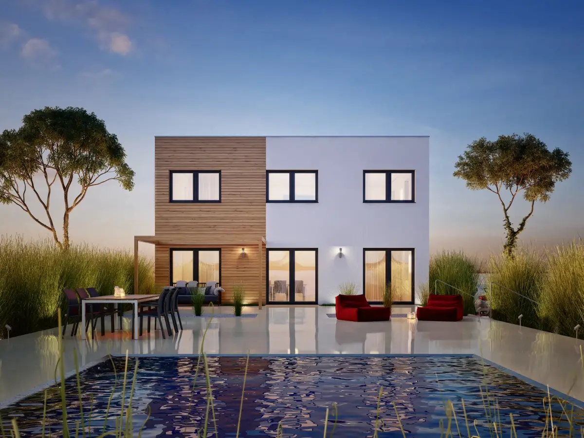 Haas Fertighäuser 2015 — Einfamilienhaus-Kataloge Außenansichten 3D Visualisierung