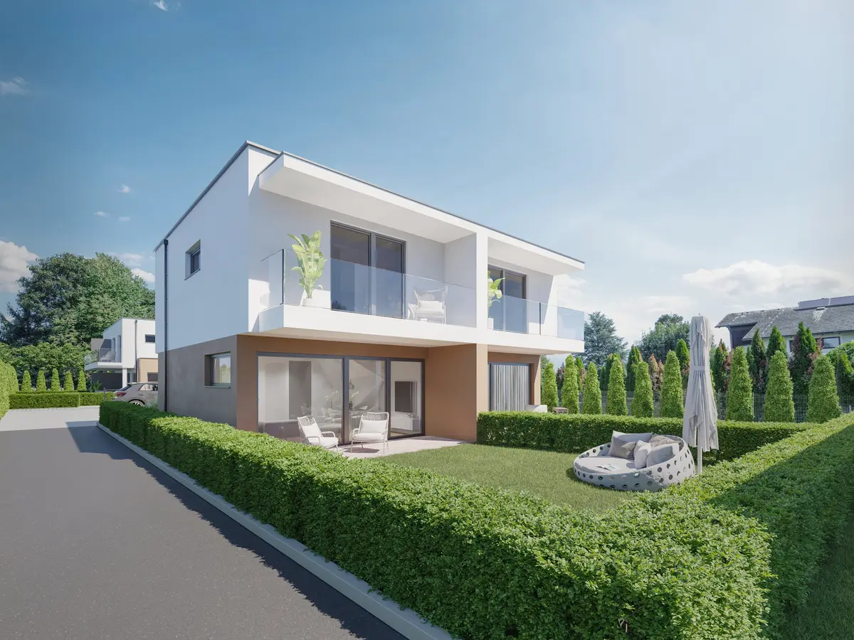 Wohnanlage Straß Bauabschnitt 2 — Terrasse und Garten 3D Visualisierung