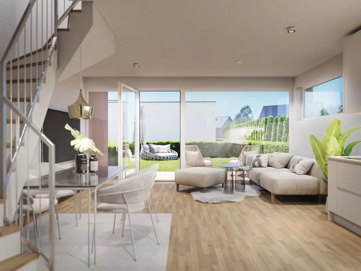 Wohnanlage Straß Bauabschnitt 2 — Wohnzimmer Interior 3D Visualisierung