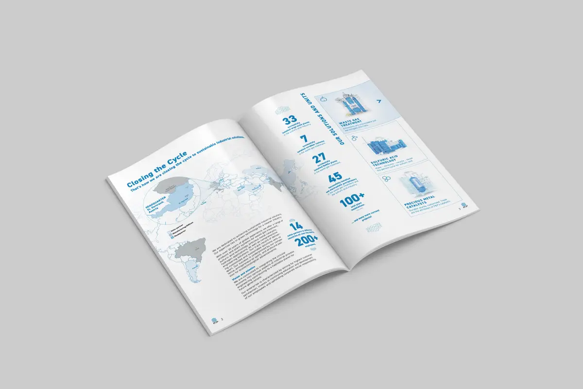P&P Industries Carbon Catalysts — Doppelseite mit Kennzahlen und Standortkarte
