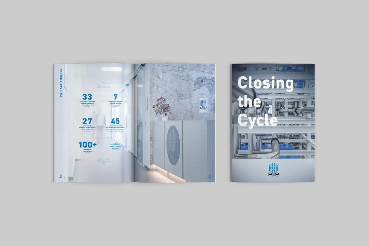 P&P Industries „Closing the Cycle" — Doppelseite mit Standortkarte