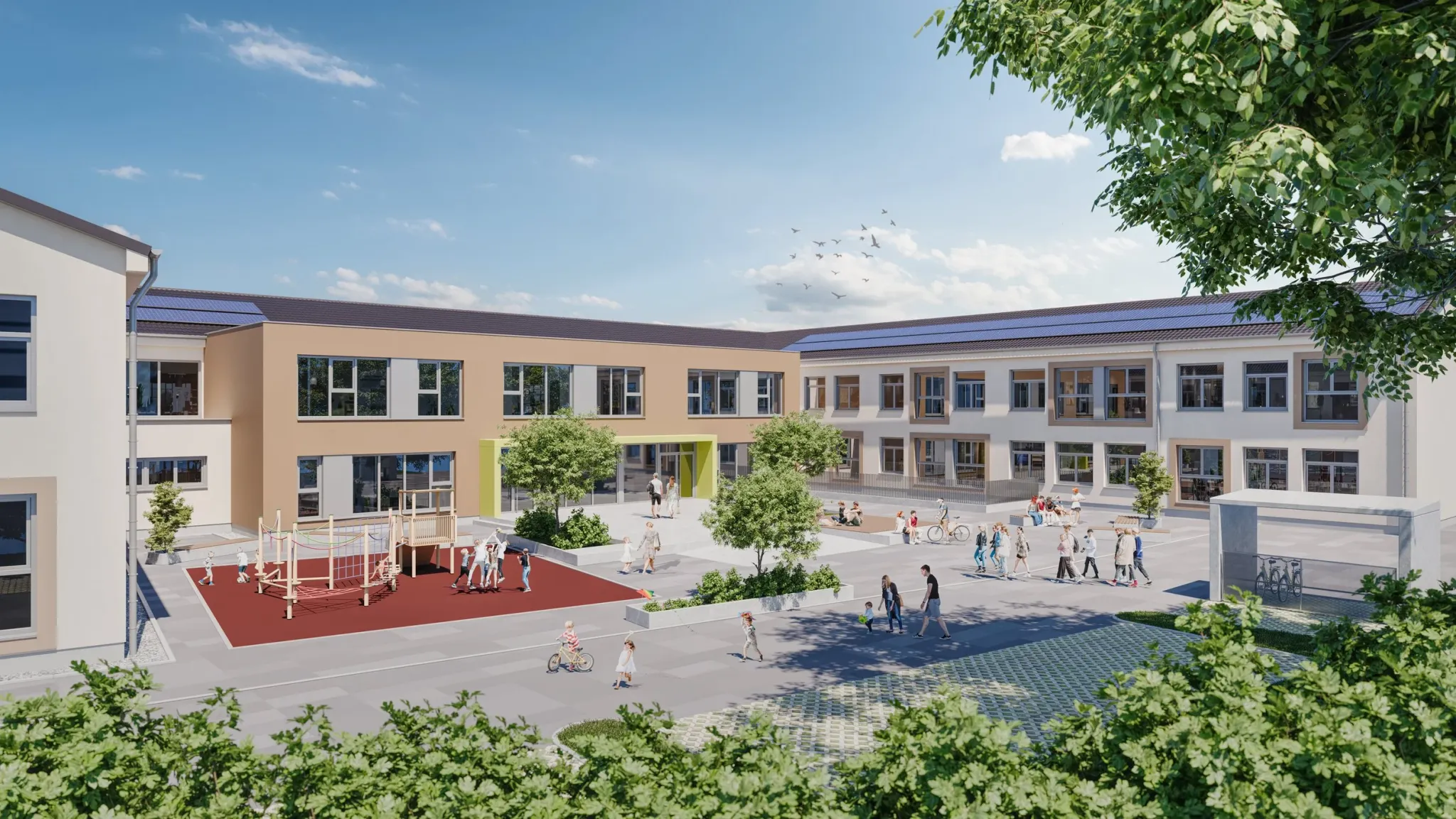 Haus der Bildung St. Anna am Aigen — Bildungsgebäude Außenansicht 3D Visualisierung