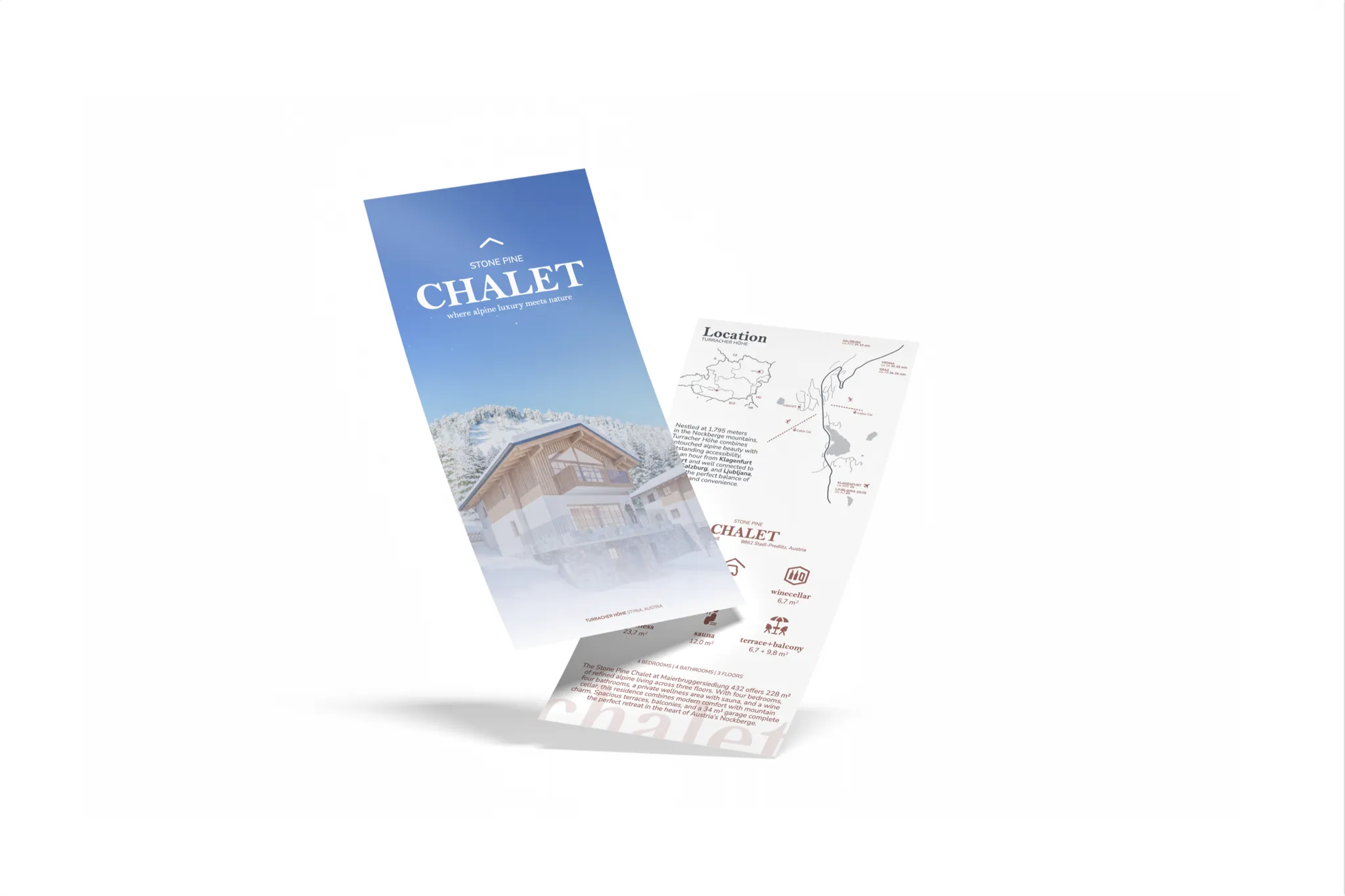 Stone Pine Chalet — Branding und Flyer für Turracher Höhe